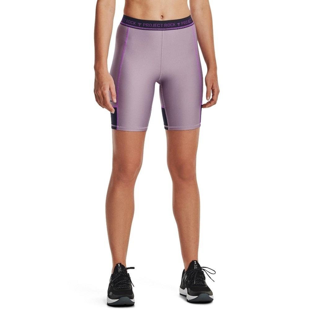 Under Armour Project Rock Biker Shorts Purple XS